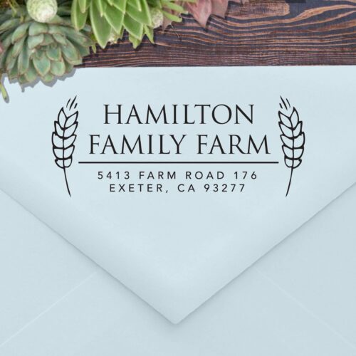 Farm Address Stamp with Wheat 177