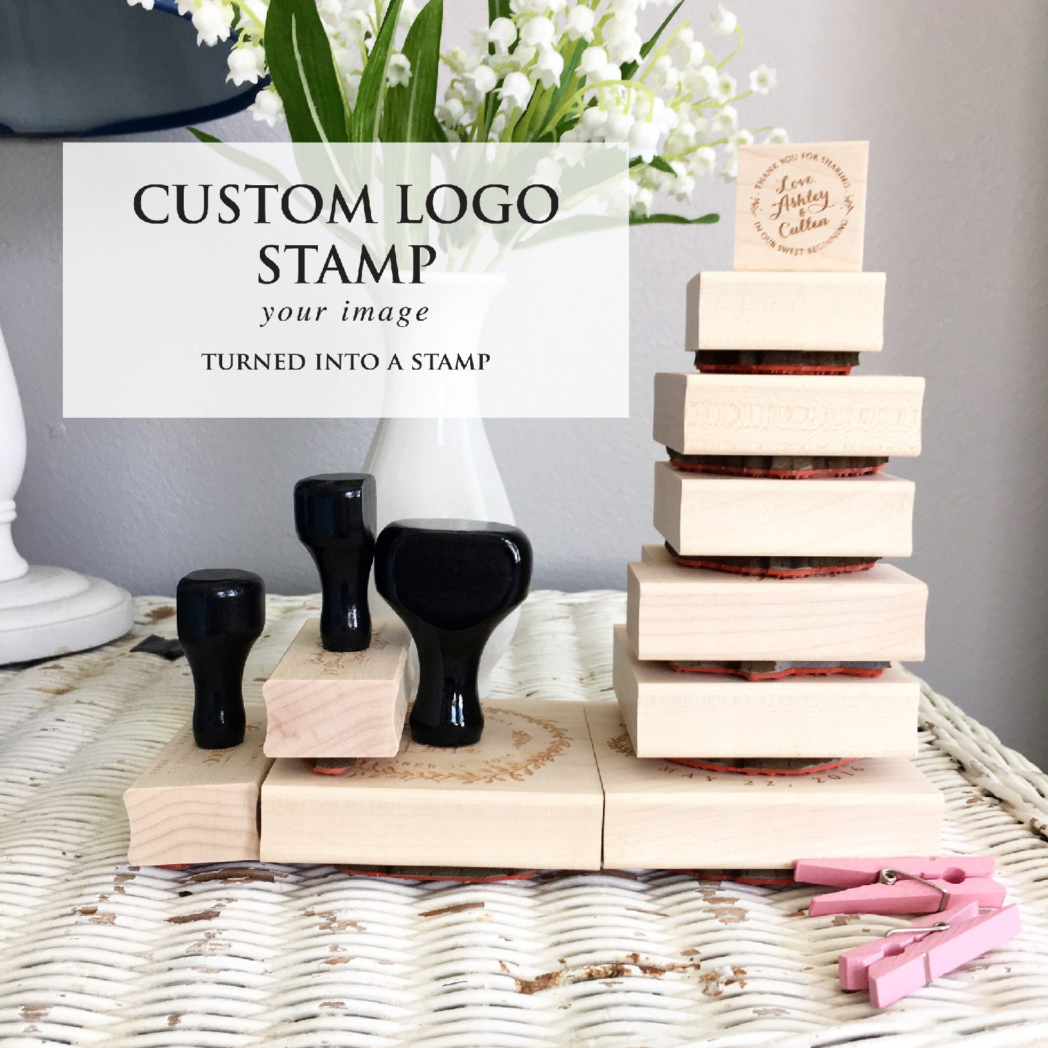 Custom Wooden Rubber Stamp From Your Design Or Logo, Business Logo