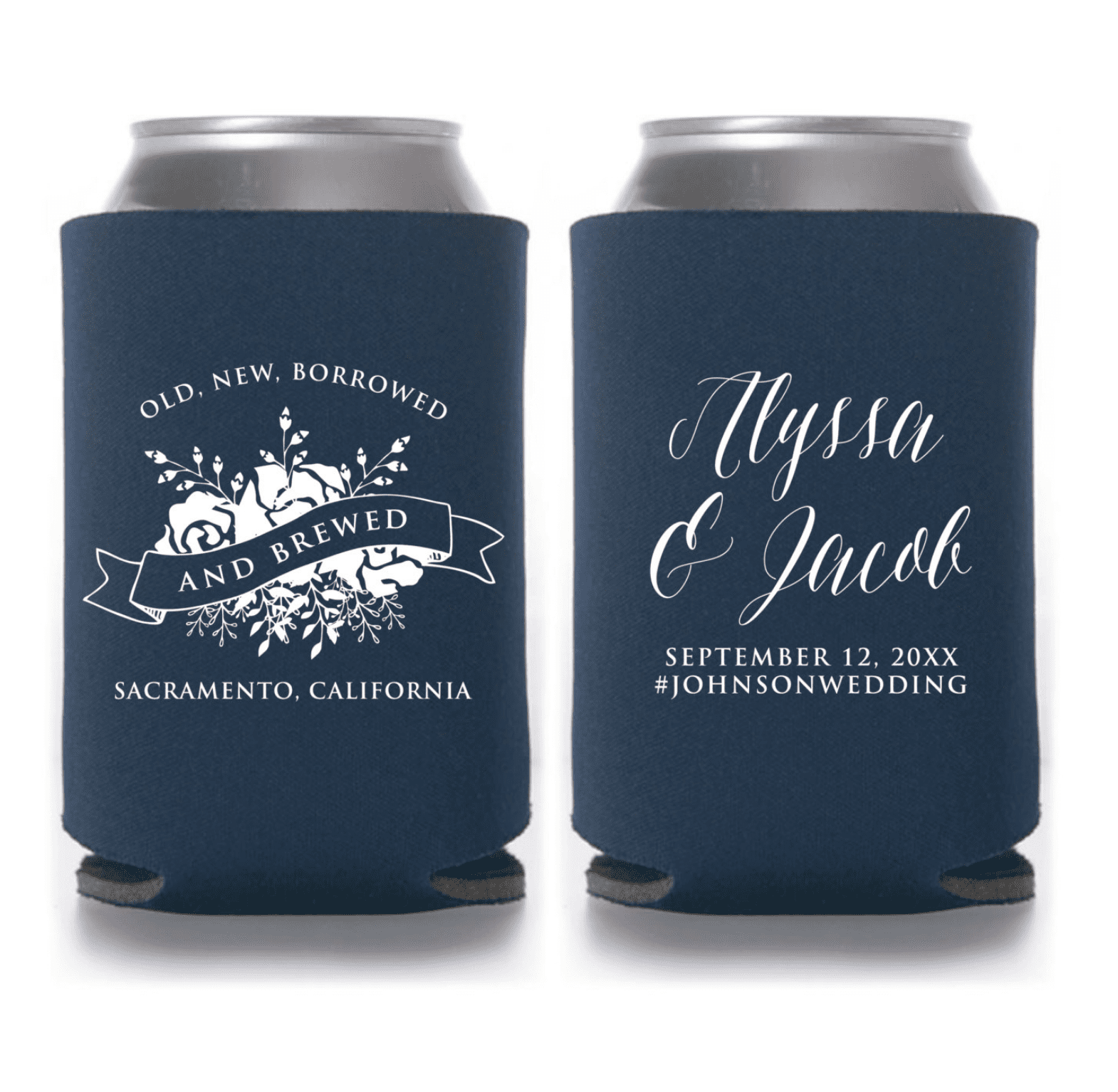 Old, New, Borrowed and Brewed Wedding Can Cooler - Style #T355