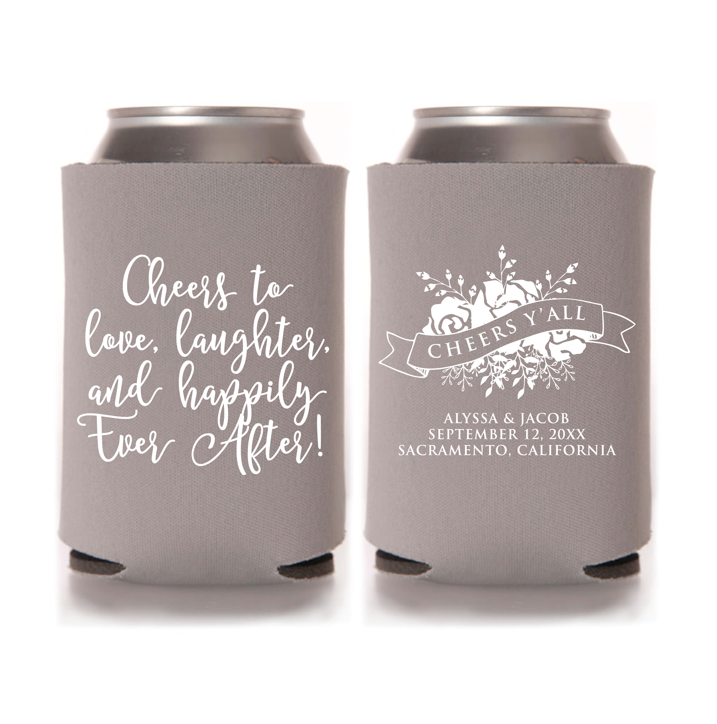 Cheer's to Love, Laughter & Happily Ever AfterWedding Can Cooler - Style T359