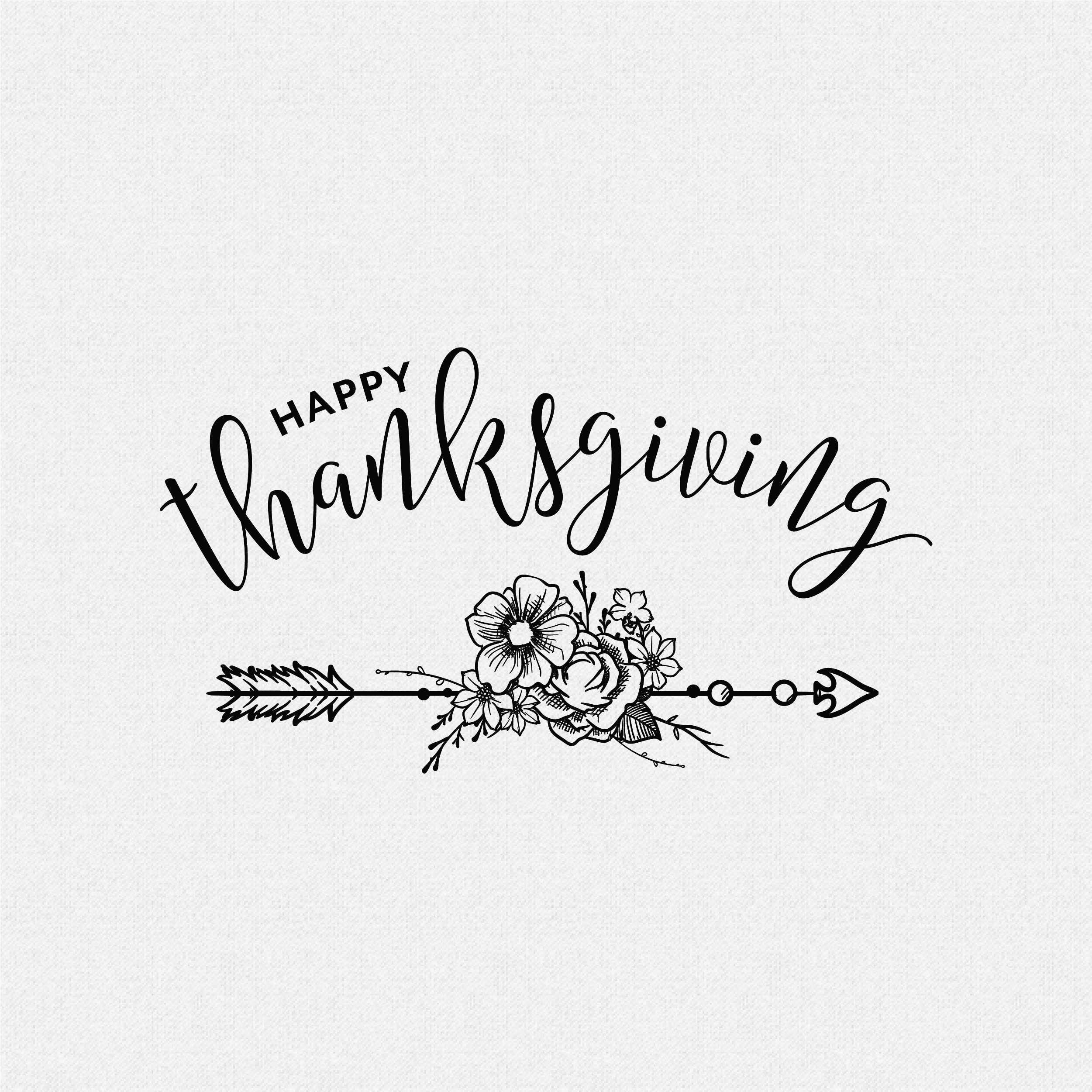 Happy Thanksgiving Rubber Stamp with flowers & Arrows - Style #W35