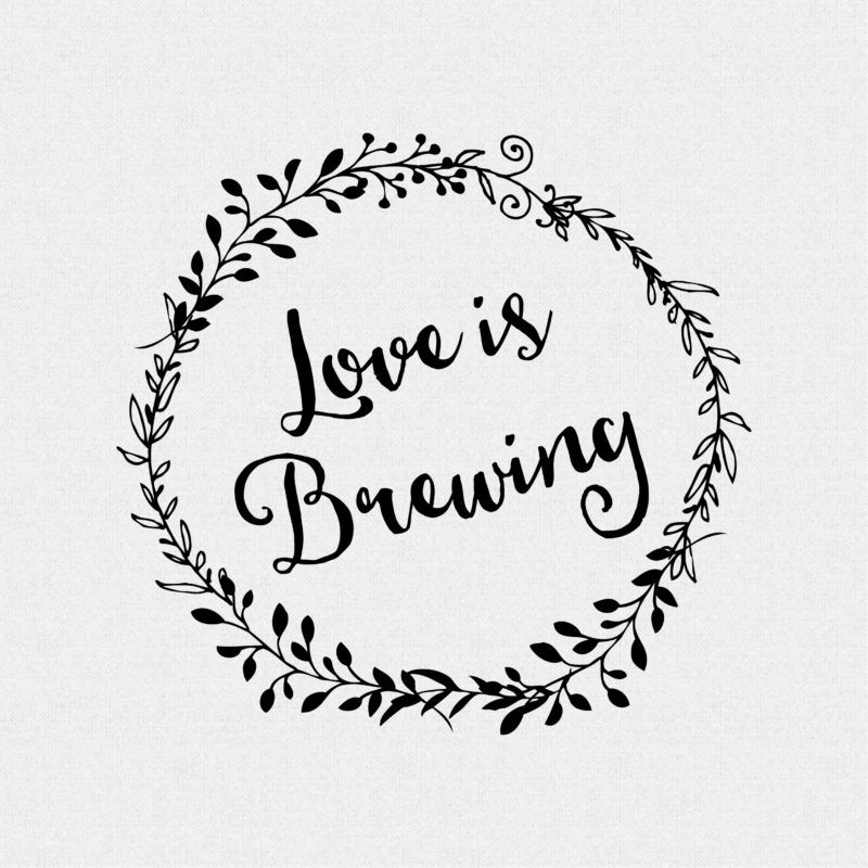 Love is Brewing non-Custom Rubber Stamp Laurel Wreath - Style #W48