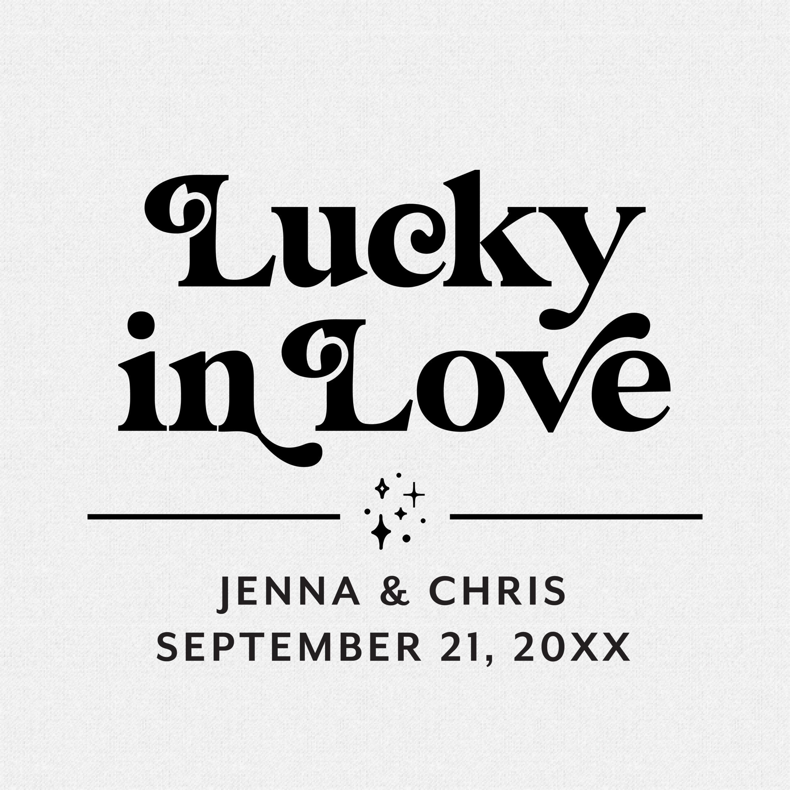 Lucky in Love Wedding Favor Rubber Stamp, Vintage Bold Retro Font - Style #T924
