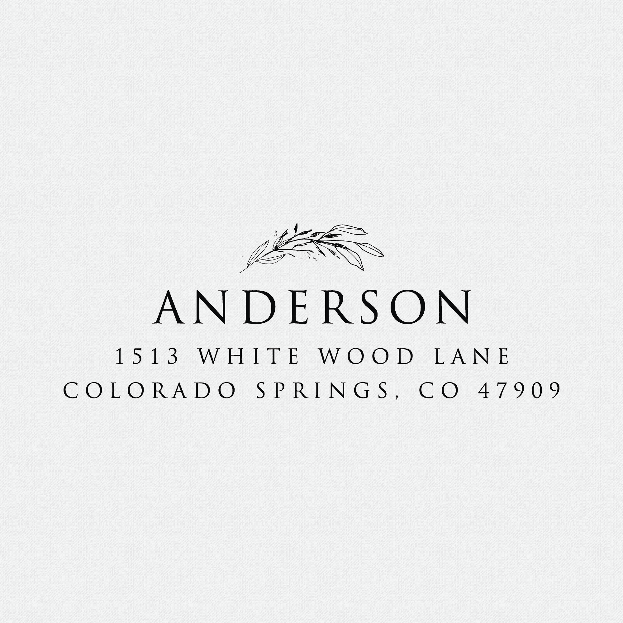 Return Address Stamp in Serif Print Font with Floral Motif for Wedding Invitations - Style T#930