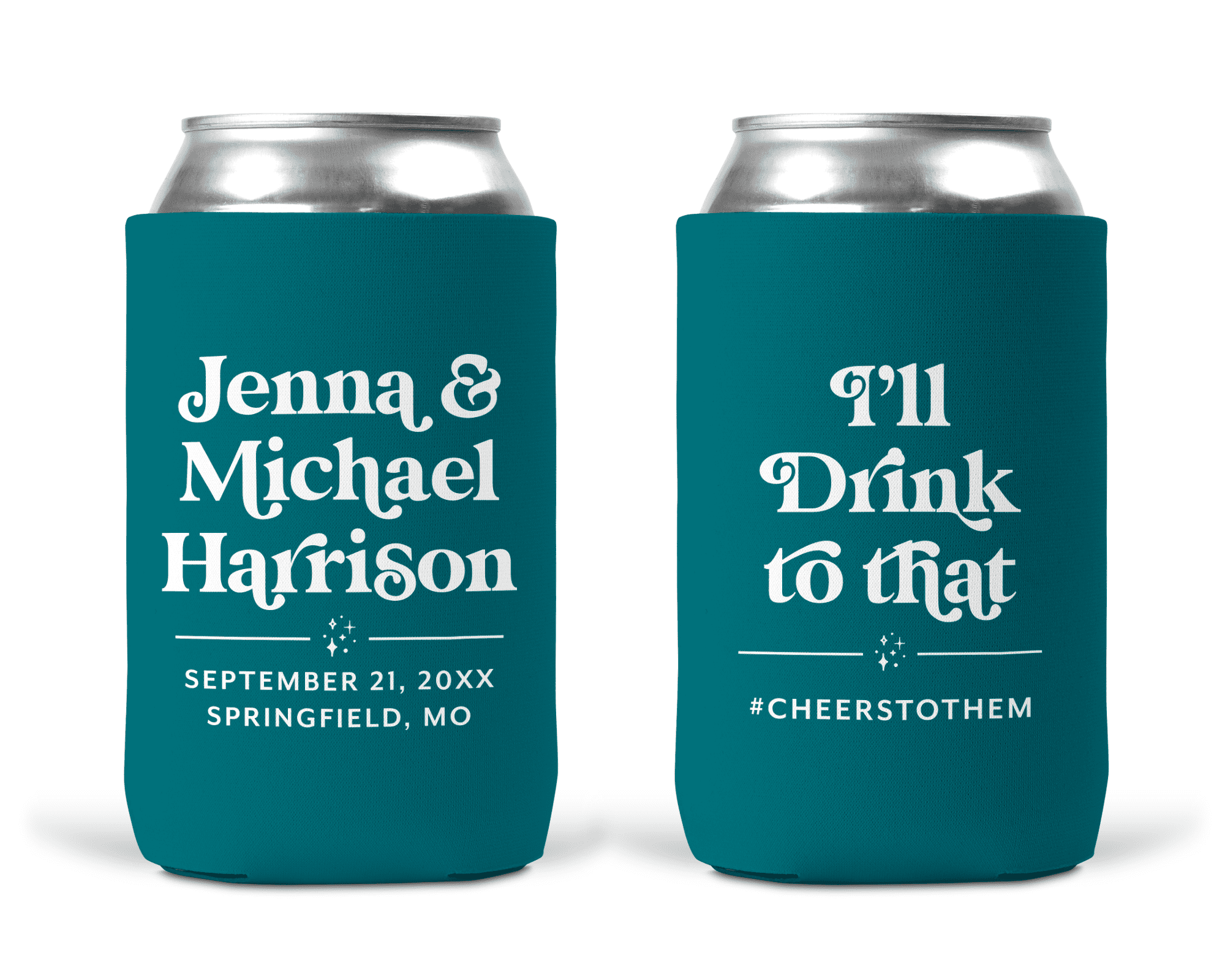 Personalized Wedding Koozie for Wedding Favors, Thick Bold Font, Last Name, I'll Drink To That, Custom Can Coosy, Can Coosies - #932