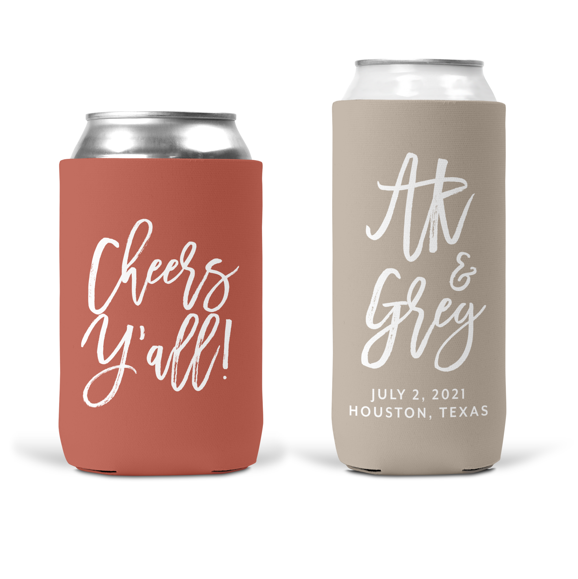Personalized Cheers Y'all Wedding Can Cooler – Style #409 – Fall