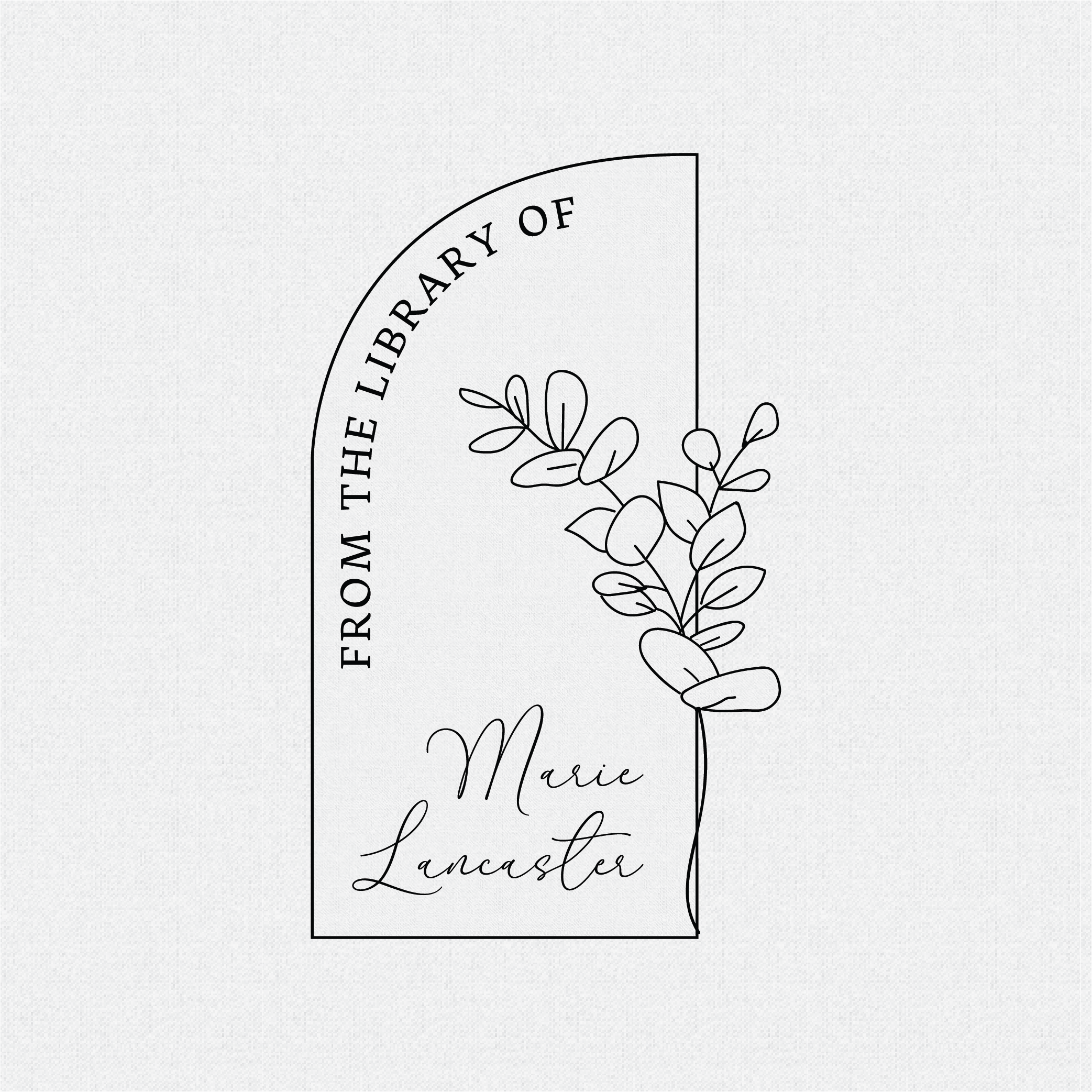 Personalized Library Stamp Gift, Half Arch Eucalyptus - Style T#3